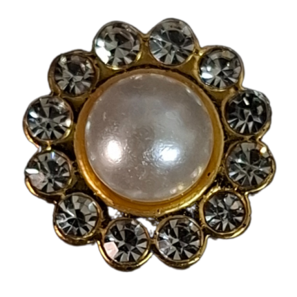 Adorno Flor Perla y Cristal Latón