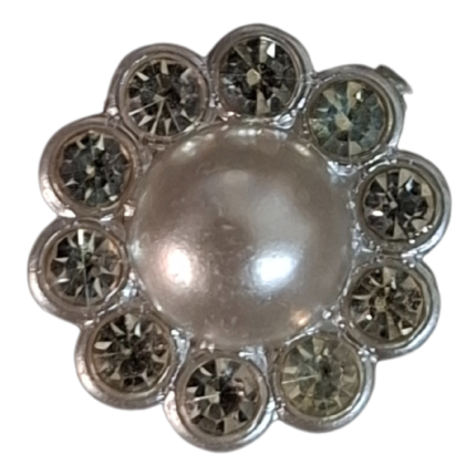 Adorno Flor Perla y Cristal Níquel