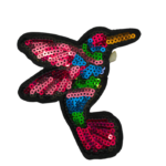 Colibrí con lentejuelas, parche textil