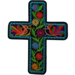 Parche de Cruz chico con pajaros y flores