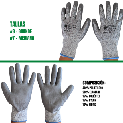 Guantes anticorte talla 8 y talla 7 con vidrio